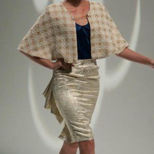 Gold Pencil Skirt w/ Bustle